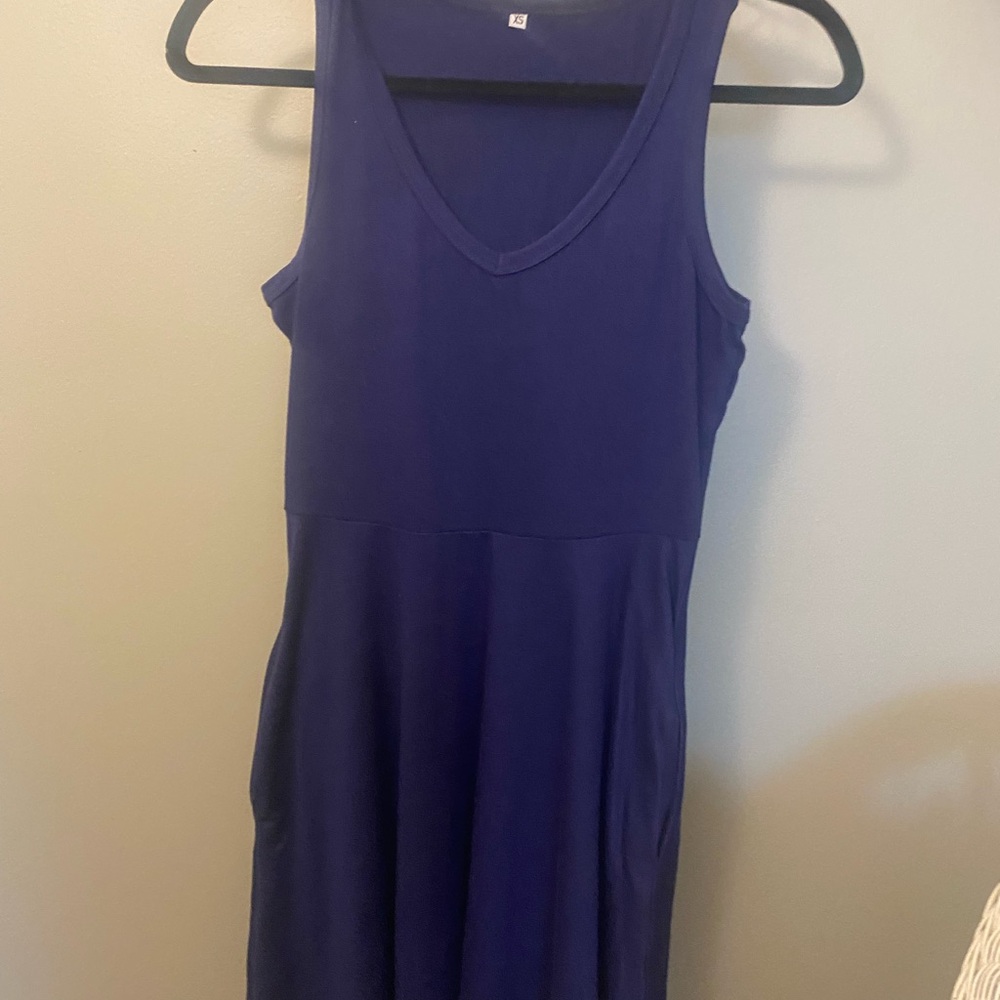 Brand V-Neck Sleeveless Blue Dress